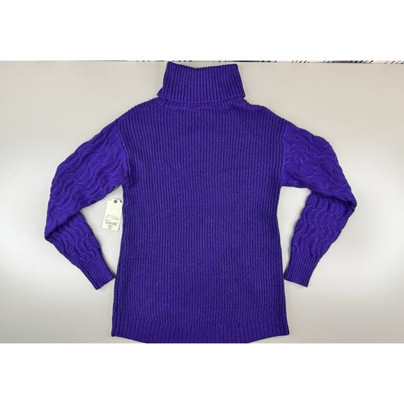 St. John’s Bay Women’s Chunky Turtleneck Sweater S Melrose Purple Cable Knit NWT - Picture 9 of 10